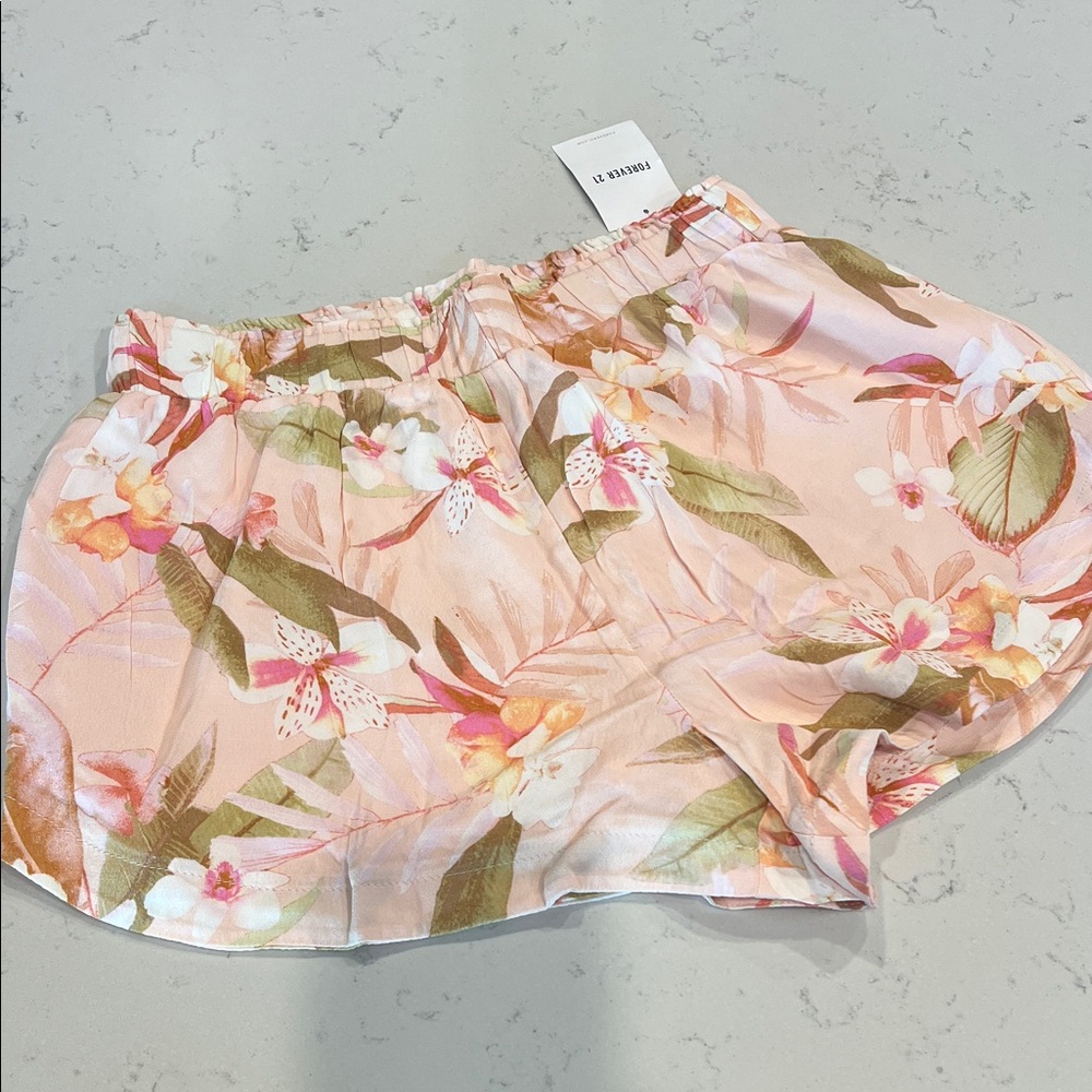 Forever 21 Pink and Green Floral Skirt